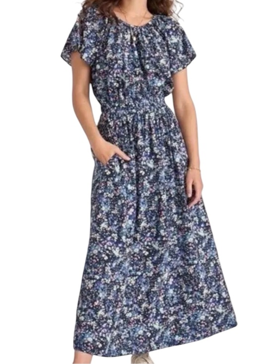 Marine Layer Dresses & Skirts - Marine Layer Charlotte Midi Dress Women Small Blue Floral NWT Peek-a-boo Back